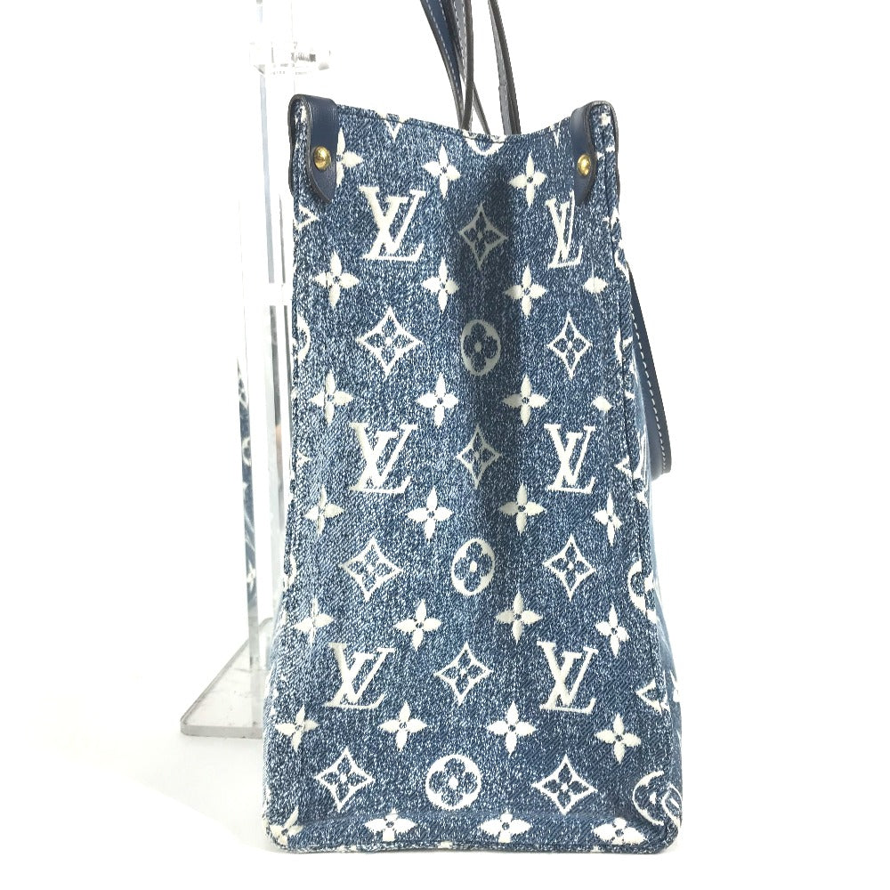 Louis Vuitton M59608 blue Jacquard On Go Monogram Leather Canvas Denim Shoulder Bag