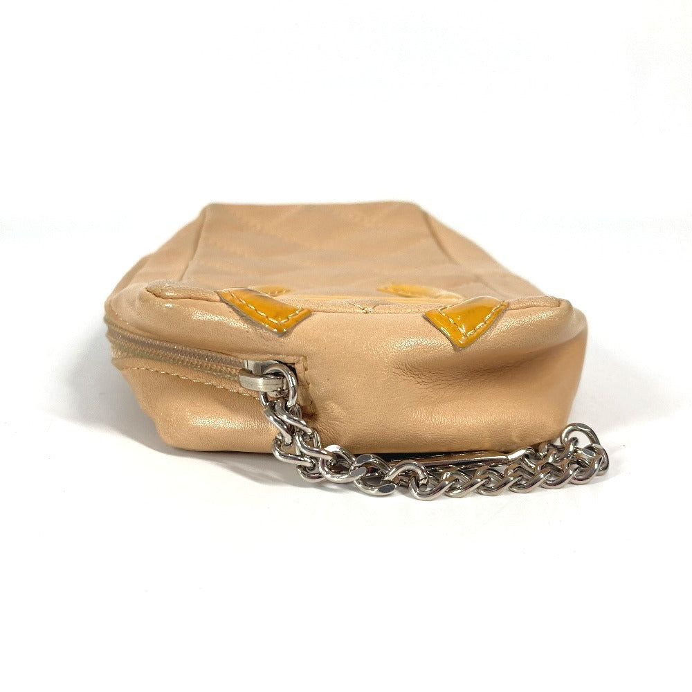 Chanel Cambon line CC COCO Mark logo Beige Leather Handbag