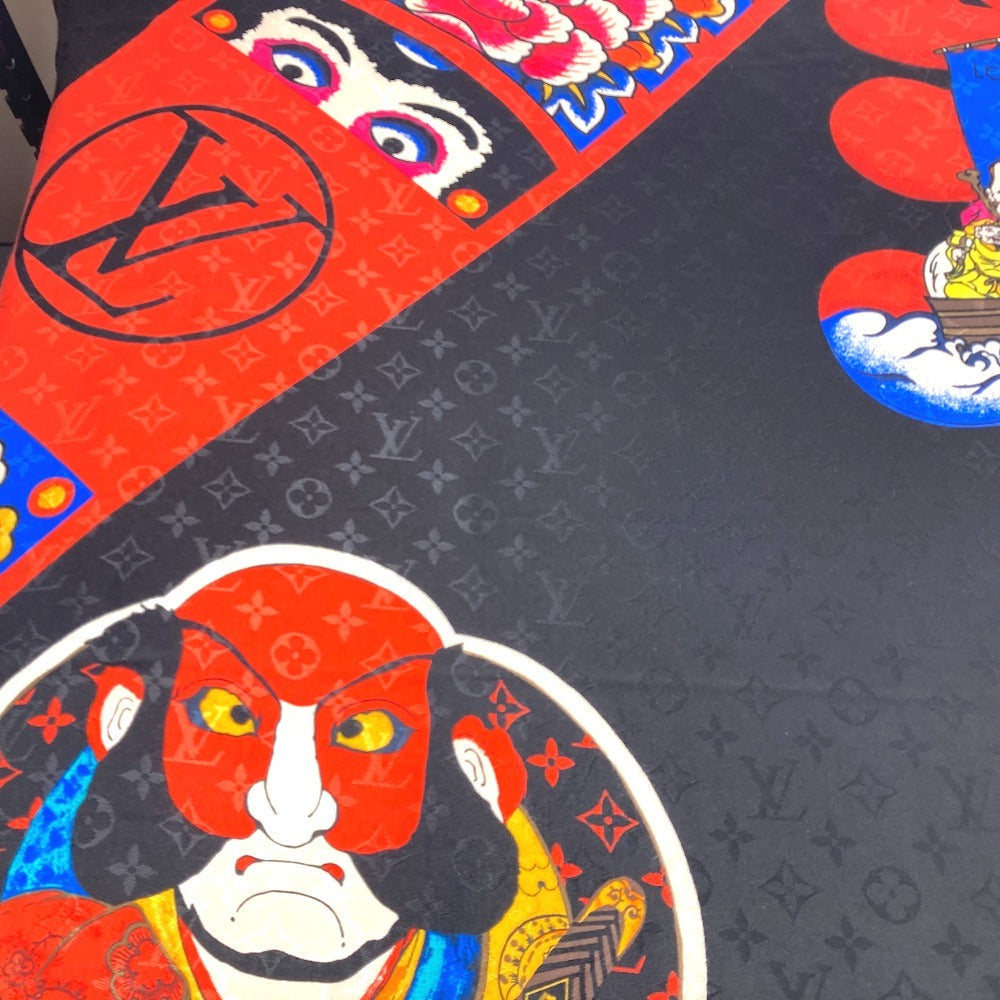 Louis Vuitton shawl Silk Kabuki Yamamoto Hirosai Monogram Wool Black Apparel