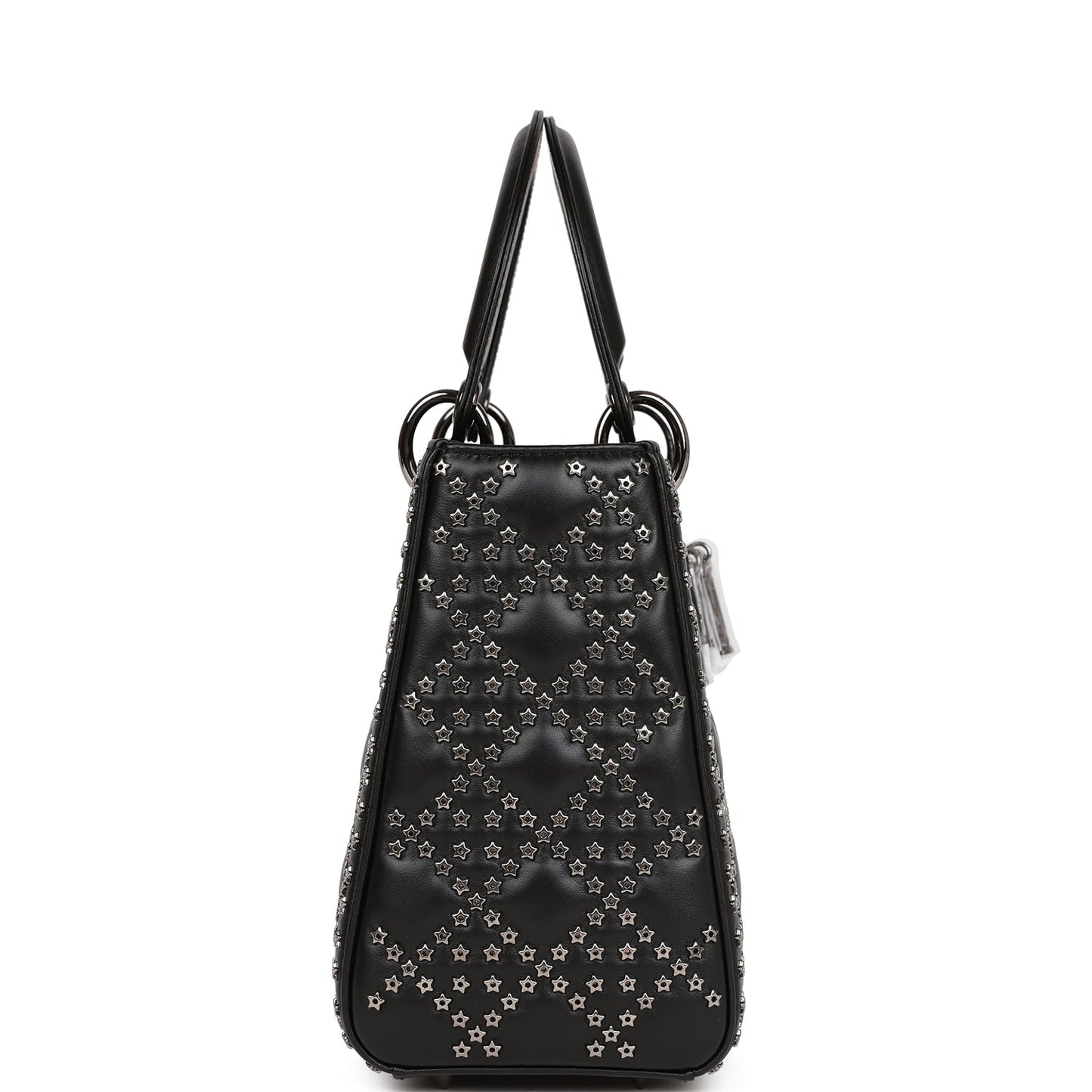 Dior Christian Lucky Star Lady Tote Ruthenium Hardware Lambskin Black Medium Tote Bag
