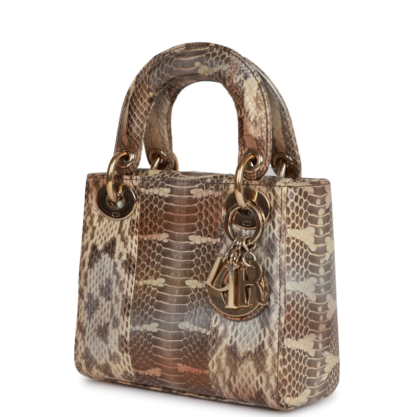 Dior Christian Lady Tote Hardware Python Gold Mini Tote Bag