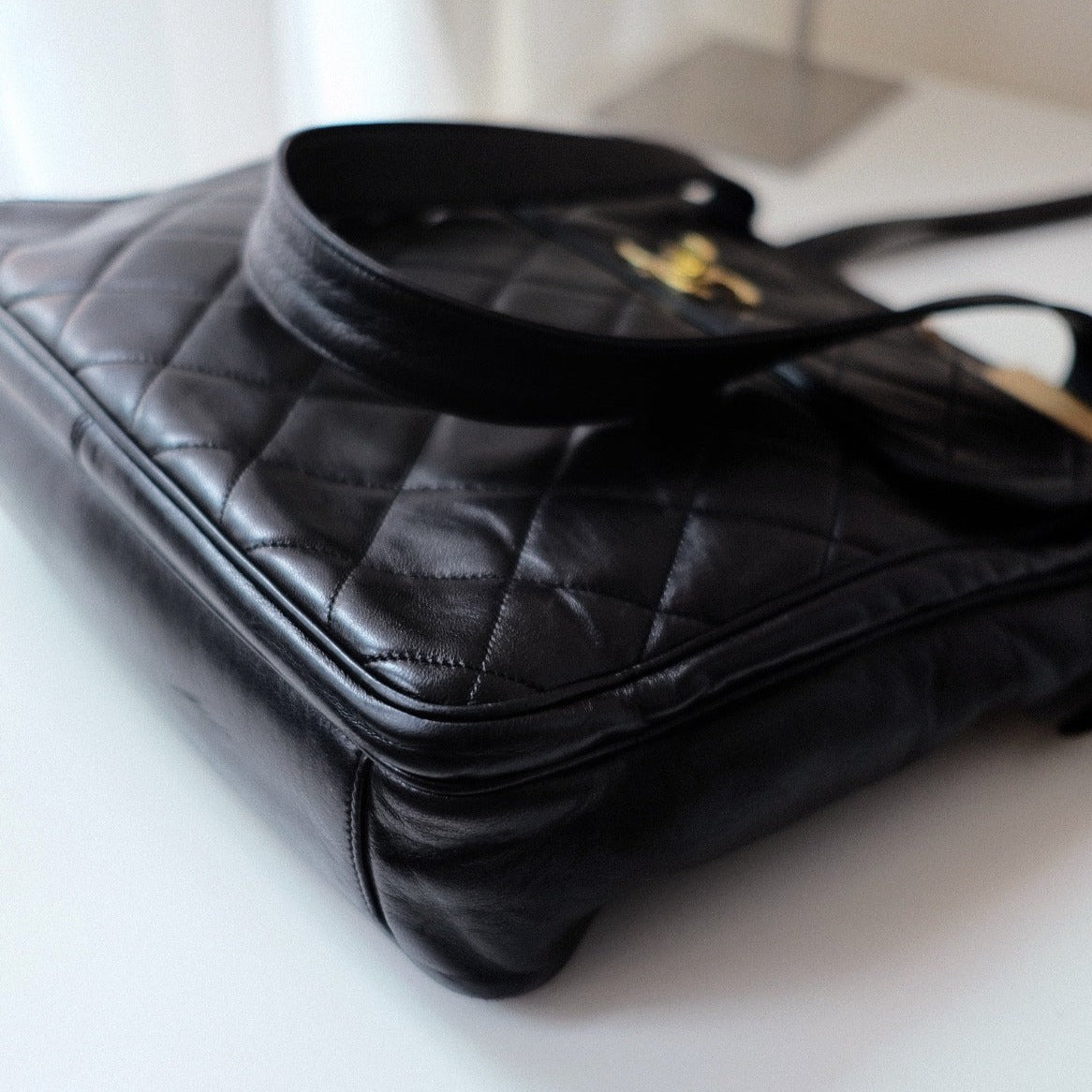 Chanel quilted lambskin tote bag