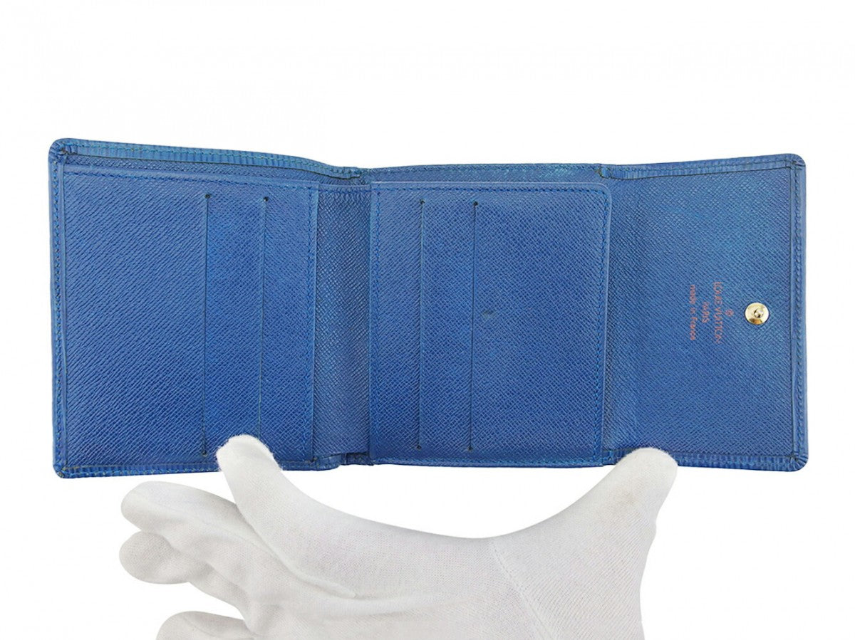 Louis Vuitton Bifold M63485 Porte Monnaie Billets Blue Wallet Case D2571
