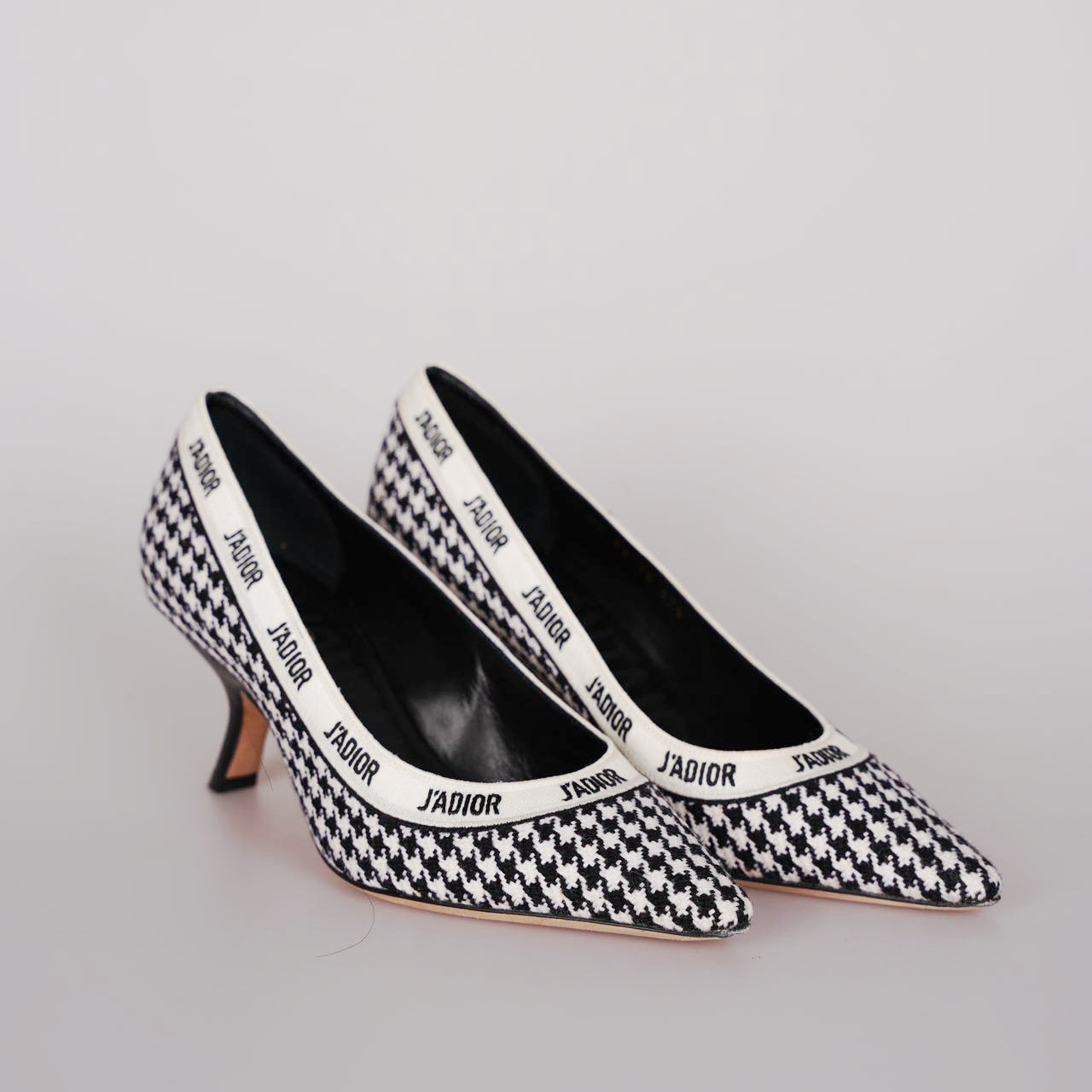 Dior Shoe Christian Houndstooth 6cm Pumps 37.5 & Black White Shoes