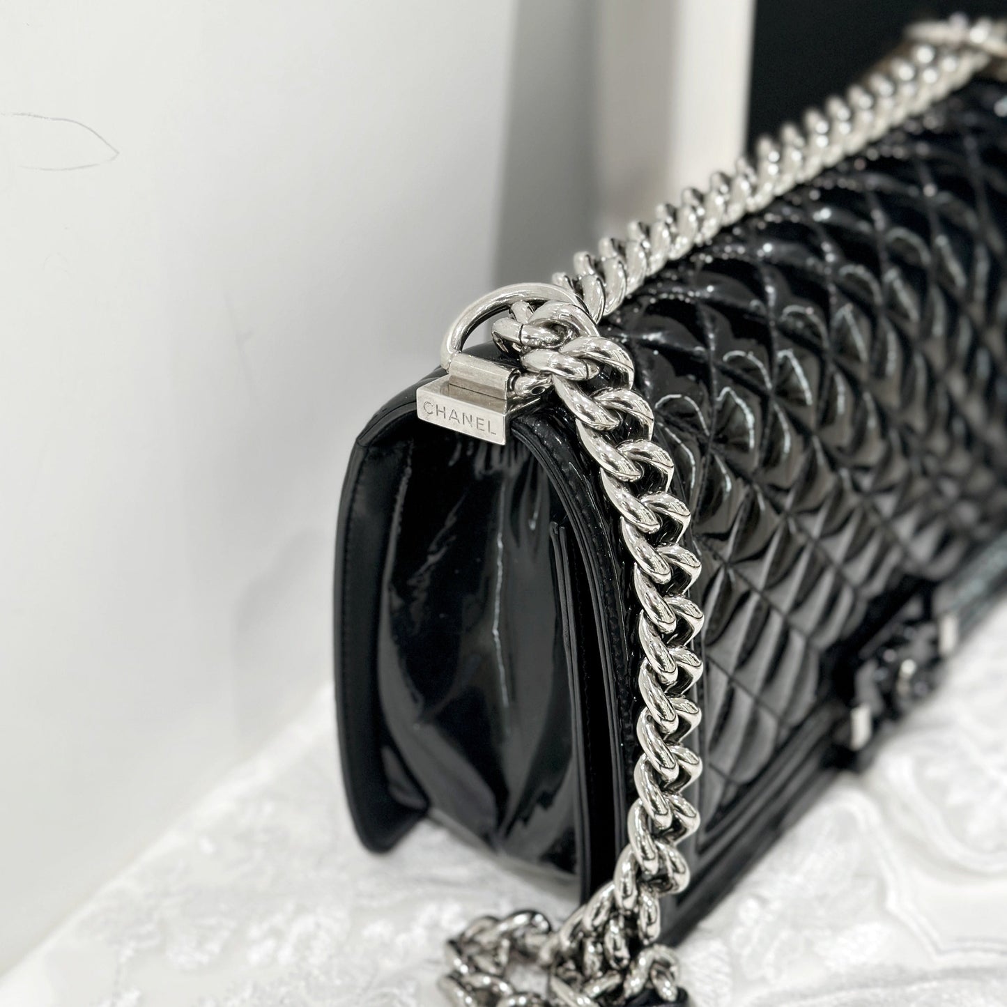 Chanel leboy patent leather bag