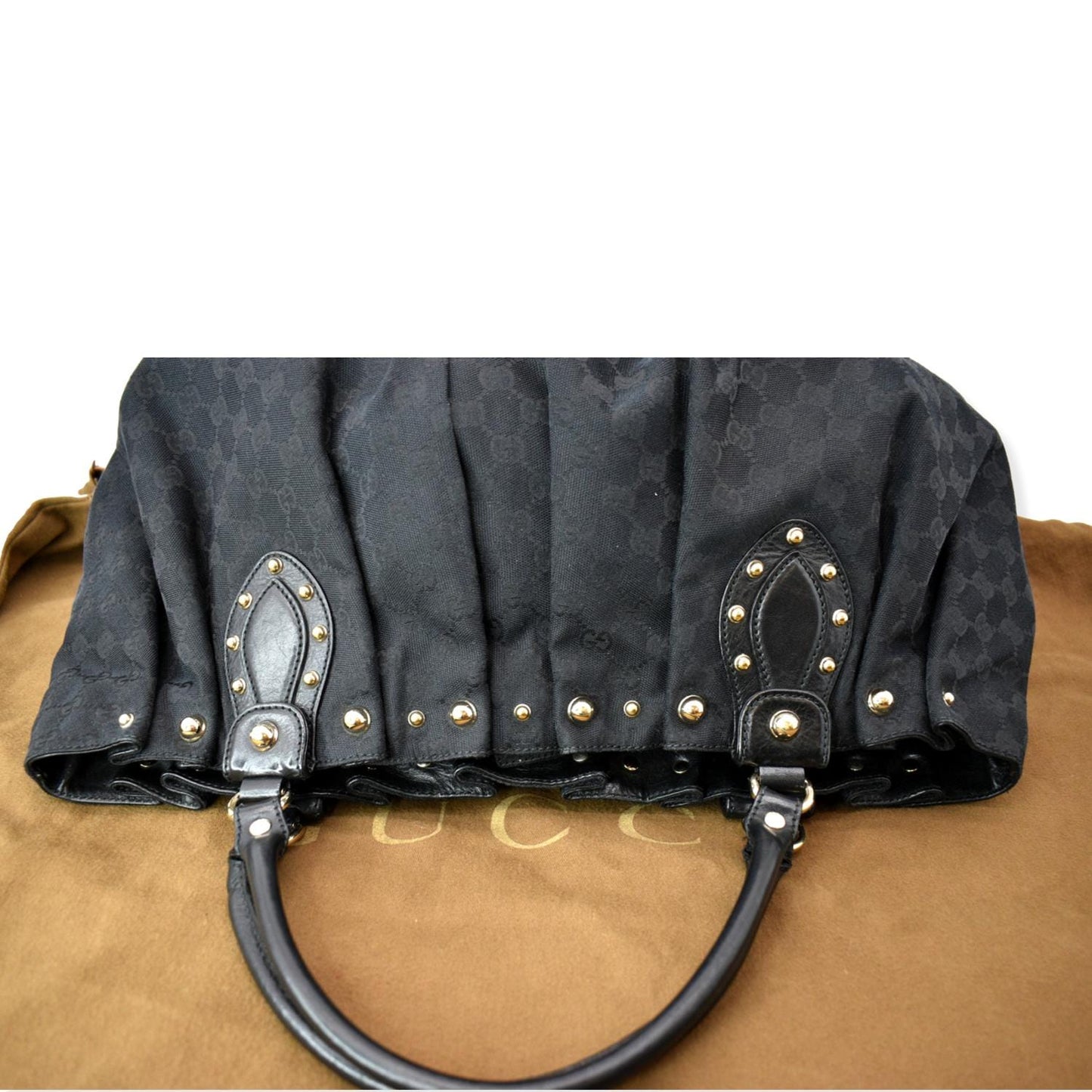 Gucci Studded Pelham Tote Canvas Black Tote Bag