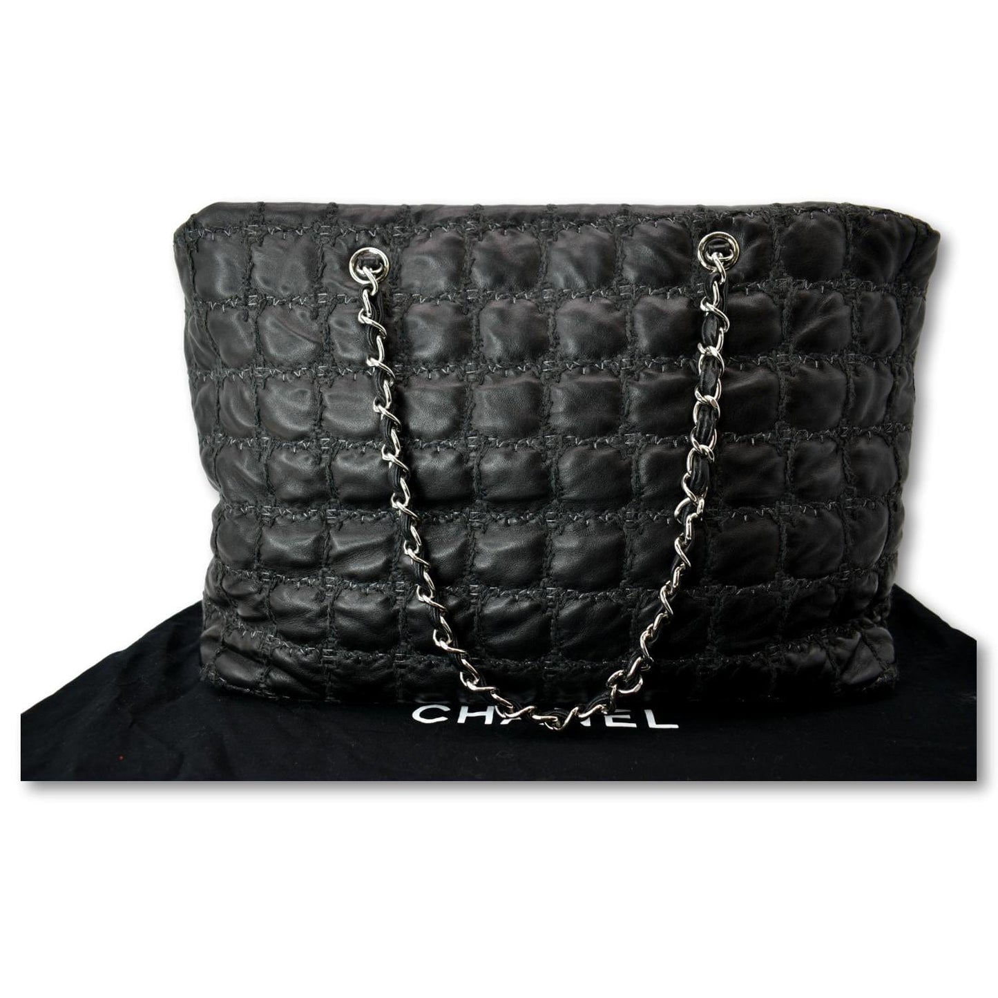 Chanel GST Tweed Double Stitch Leather Lambskin Black Travel Bag