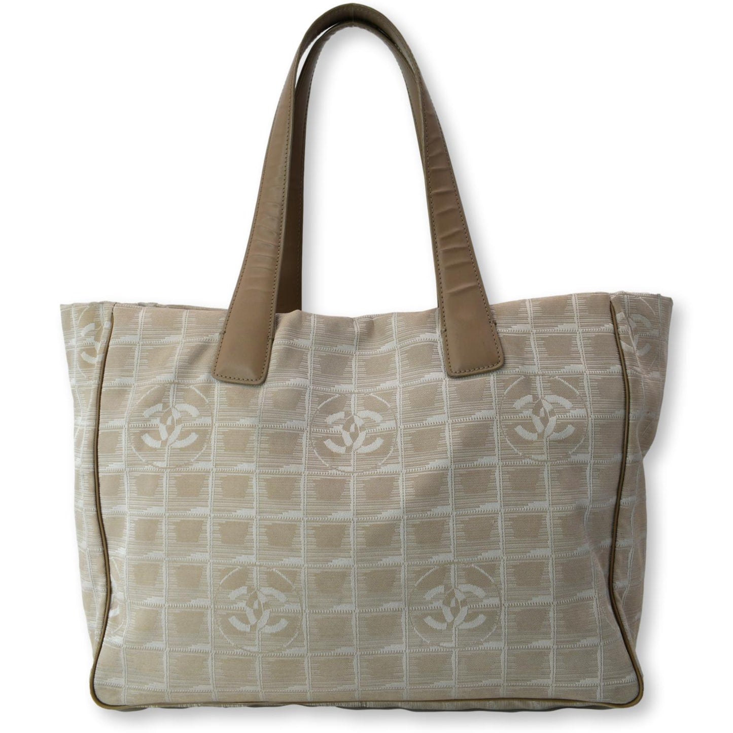 Chanel CC Logo Line Nylon Beige Travel Bag