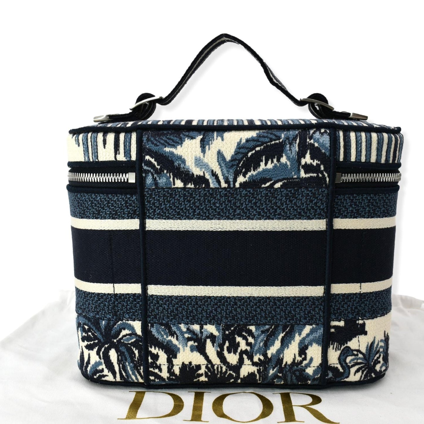 Dior travel Oblique Embroidery Vanity Case Travel Bag Blue