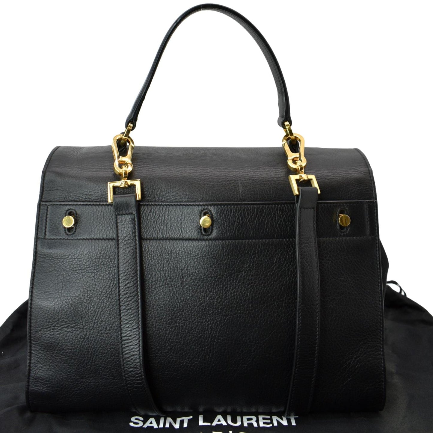 YSL Saint Laurent Yves Two Calfskin Satchel Shoulder Bag Black Medium Satchel Bag