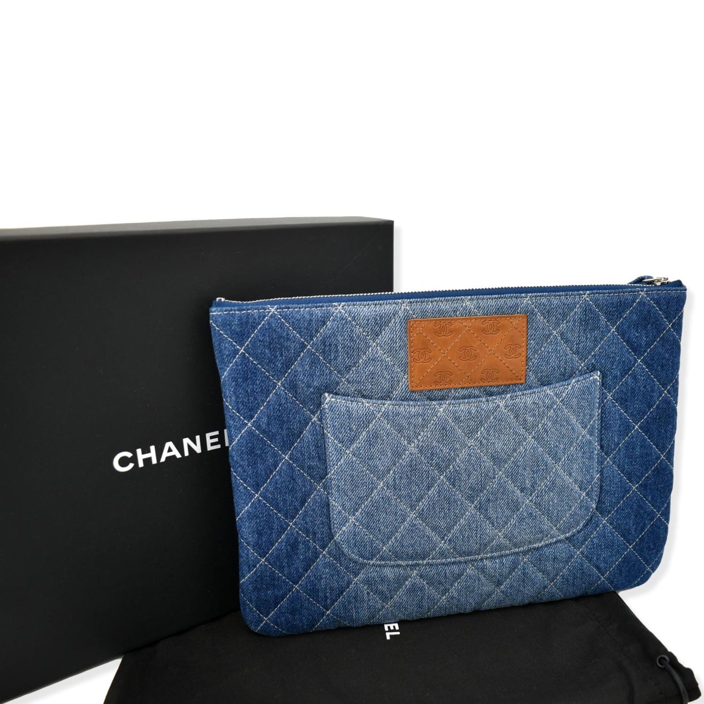 Chanel Quilted Denim O Blue Travel Bag