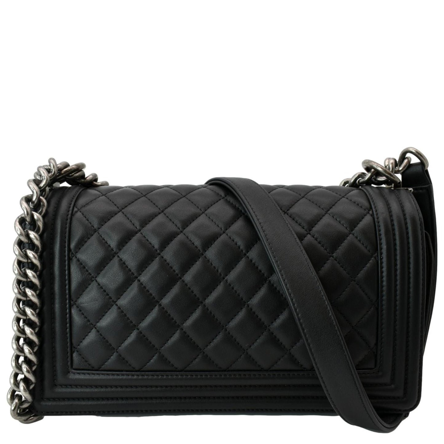 Chanel Boy Flap Leather Black Travel Bag