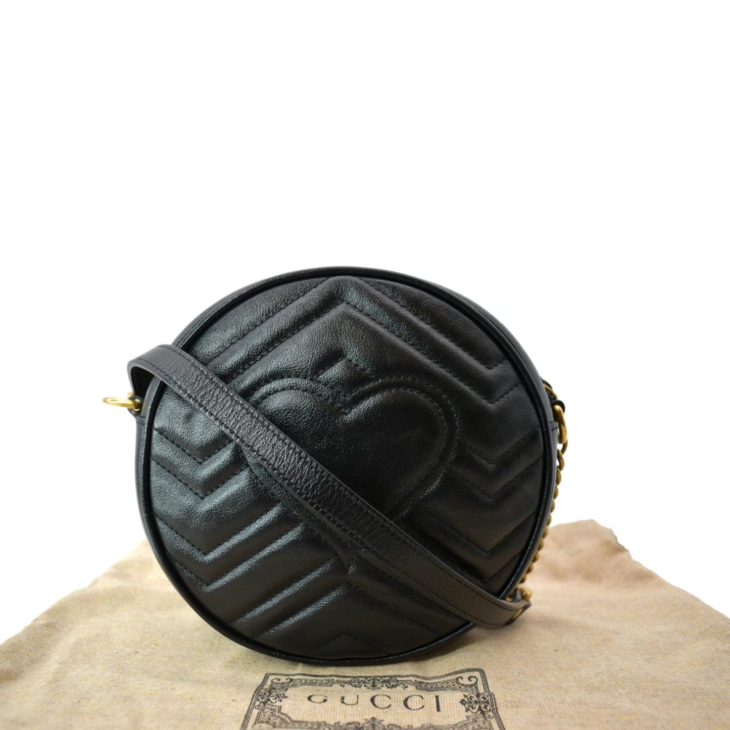 Gucci Marmont Round Crossbody Bag Leather Black