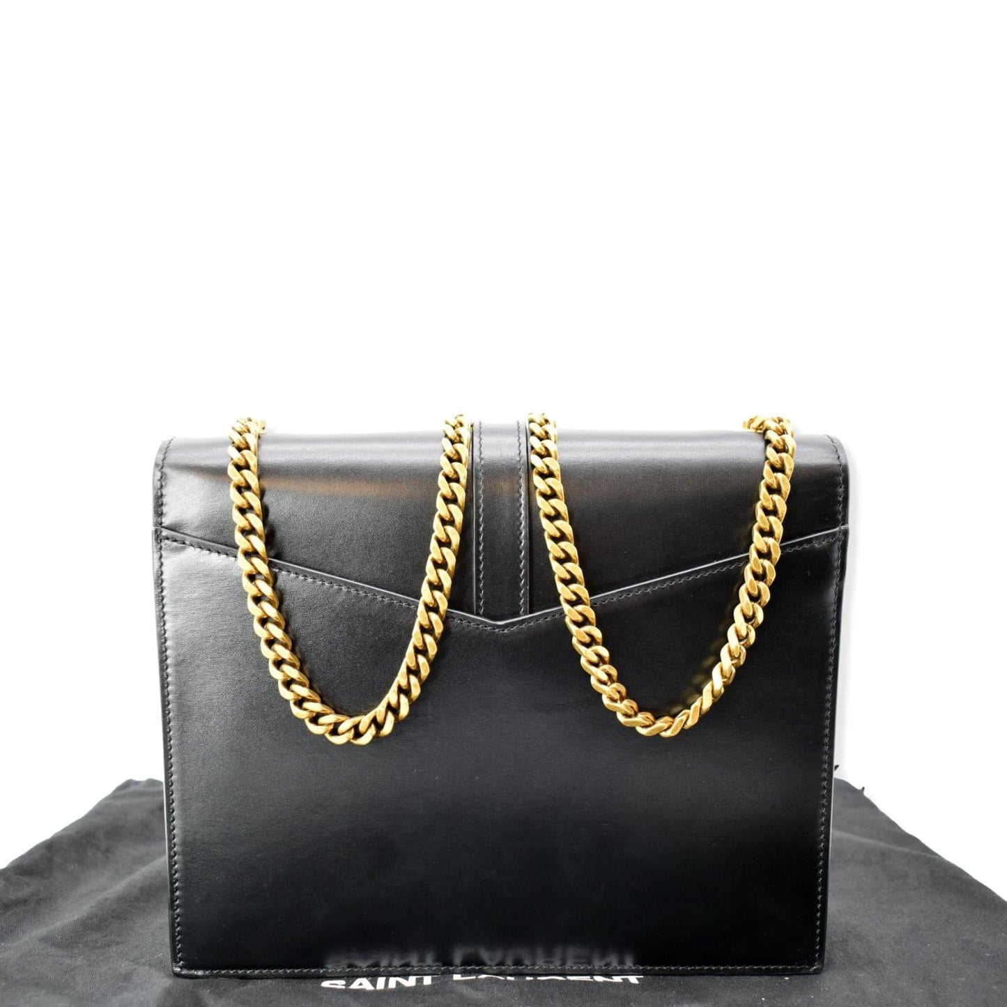 YSL Saint Laurent Yves Sulpice Clasp Shoulder Bag Monogram Black Medium