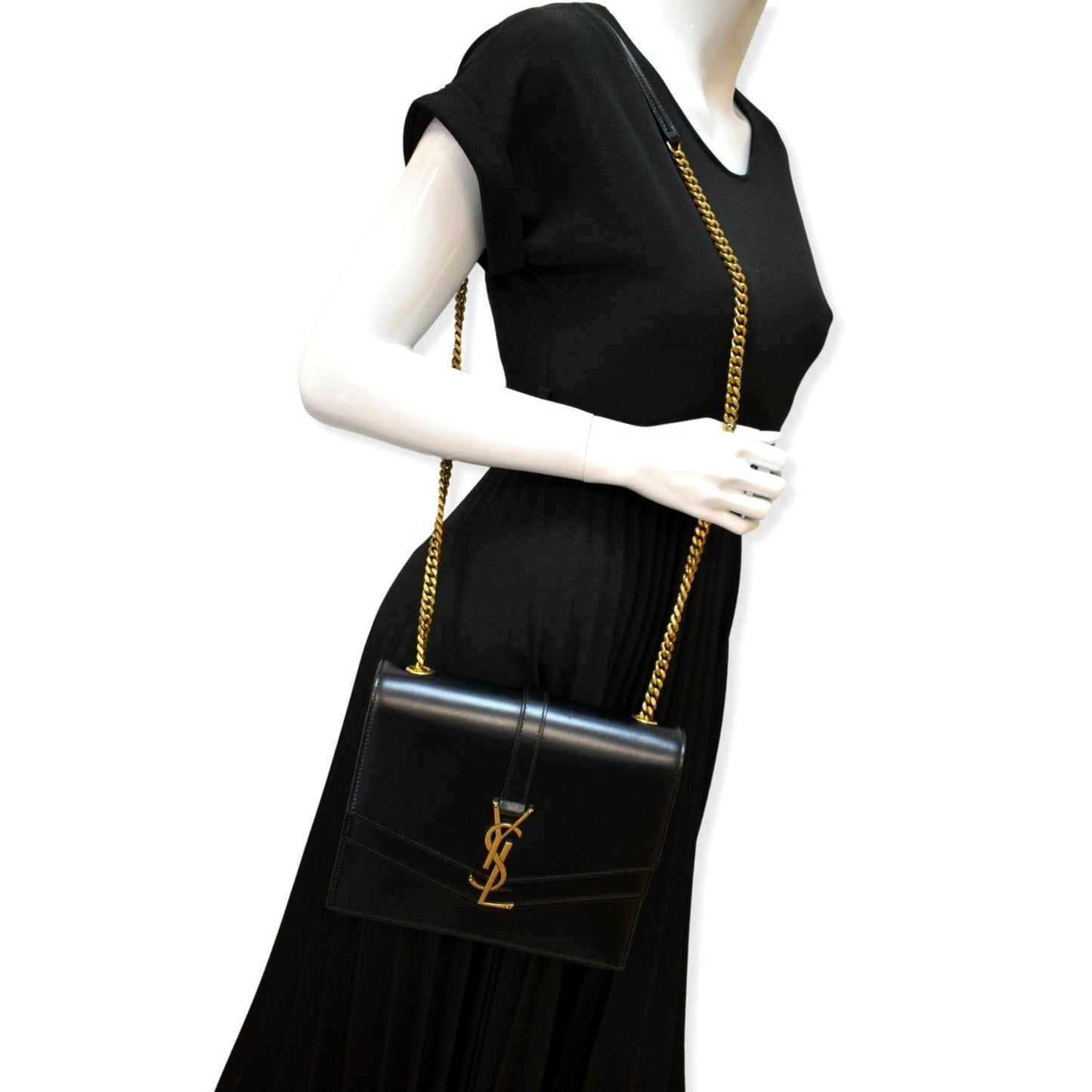 YSL Saint Laurent Saint Sulpice Clasp Shoulder Bag Monogram Black