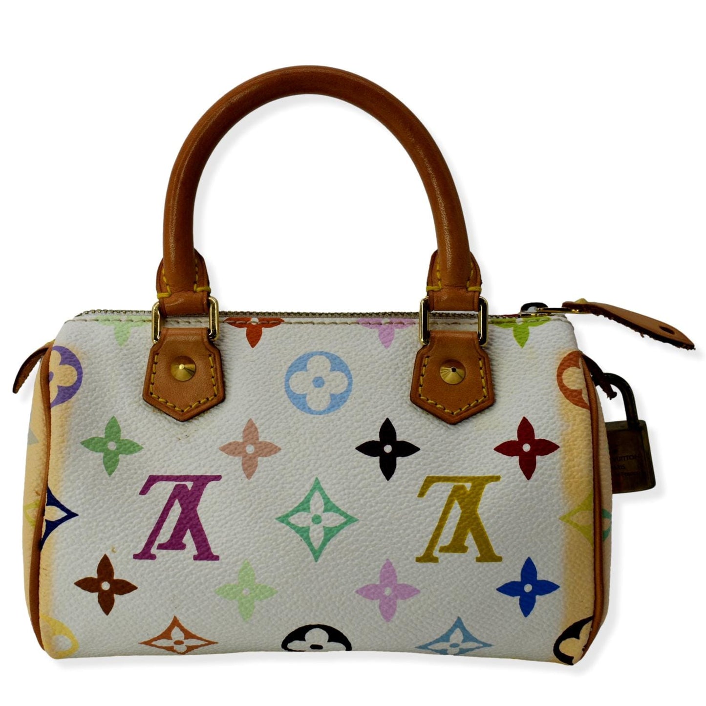 Louis Nano Murakami Speedy Satchel Bag Multicolor Monogram Travel Bag