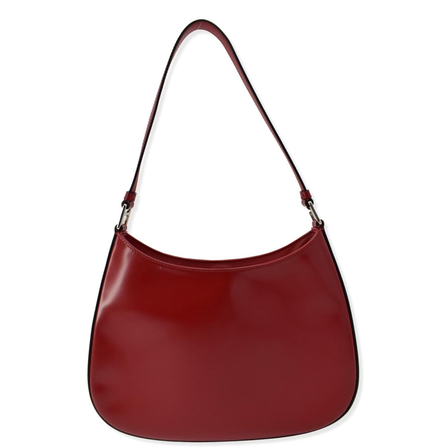 Prada Cleo Brushed Shoulder Bag Scarlet Leather