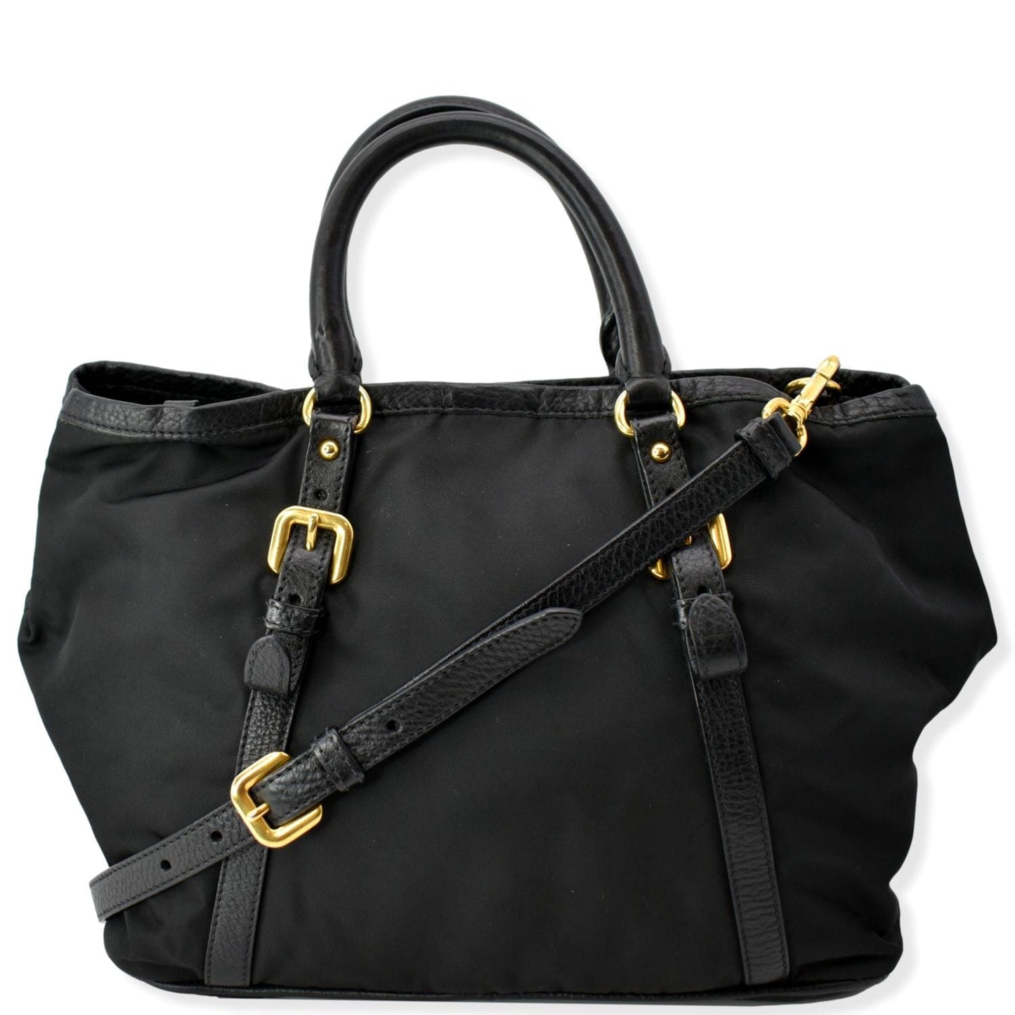 Tessuto Vitello Daino Tote Shoulder Bag Nylon Black