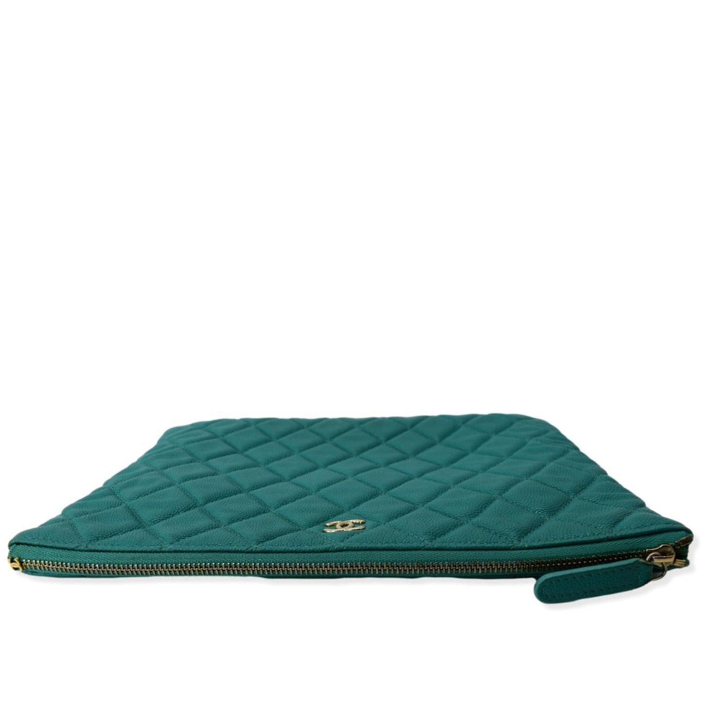 Chanel O- Caviar Zip Leather Green Travel Bag