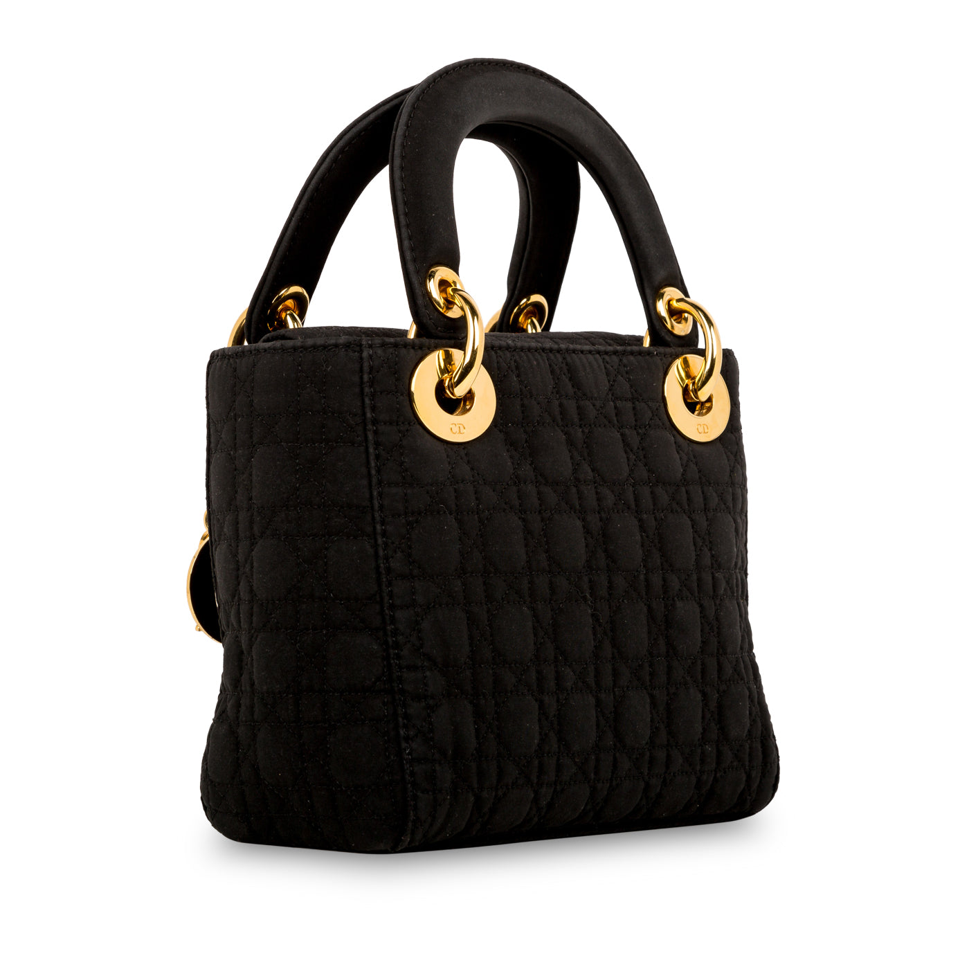 Dior Christian Lady Shoulder Bag Satin Black Mini Mini Satin Black