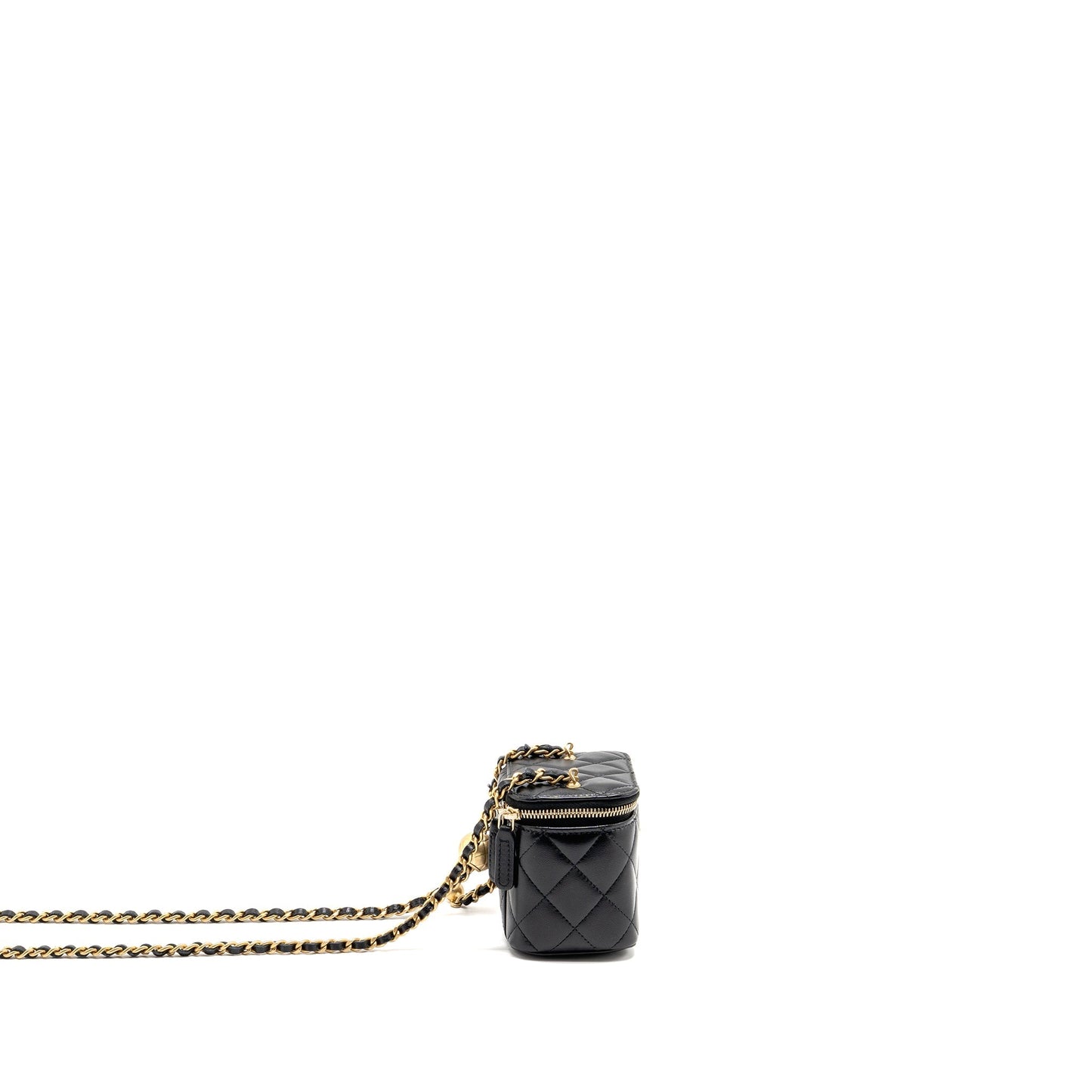 Chanel Pearl Crush Vanity Lambskin GHW Microchip Black Mini Bag Microchip 1