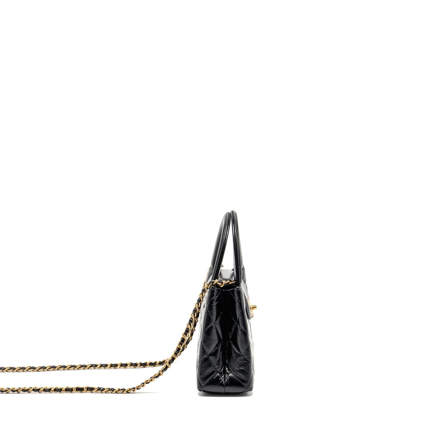 Chanel Kelly Shopping Calfskin GHW Microchip Black Tote Bag Black Ghwmicrochip