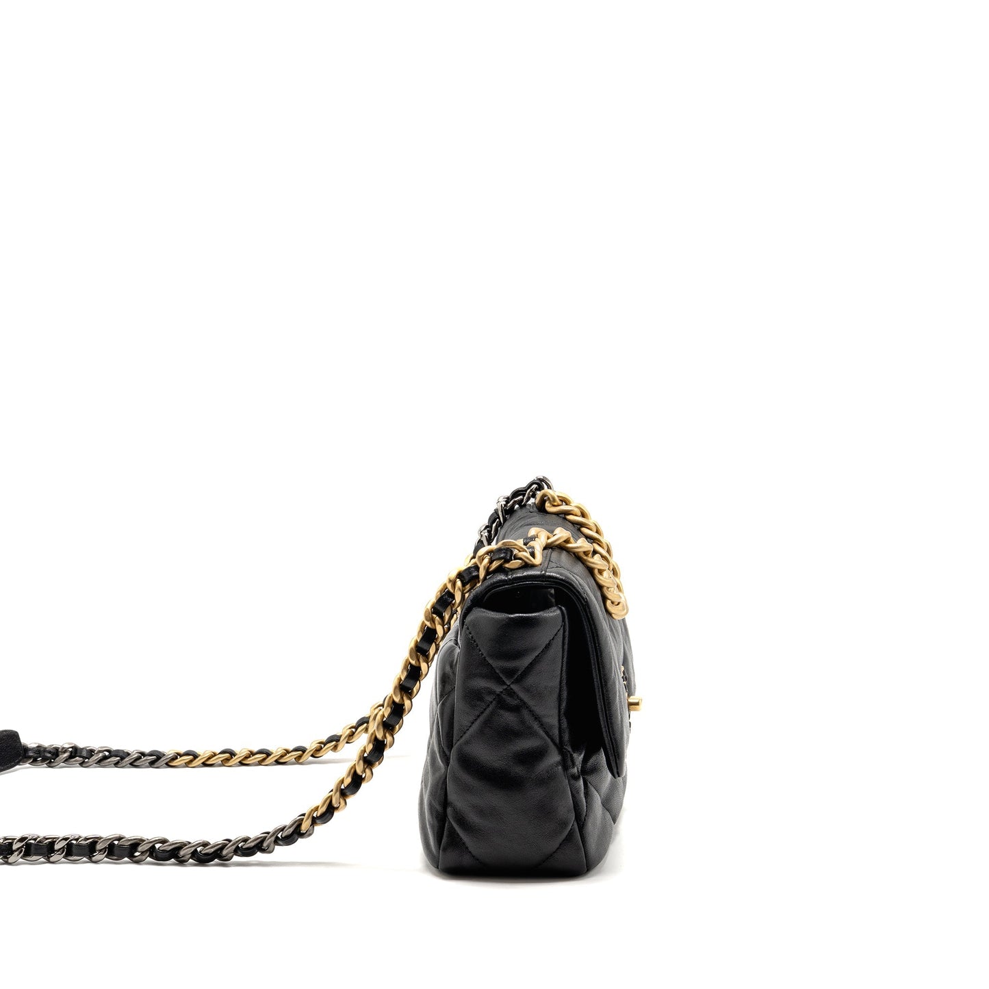 Chanel 19 Shiny Lambskin Hardware Multicolour Black Small Handbag