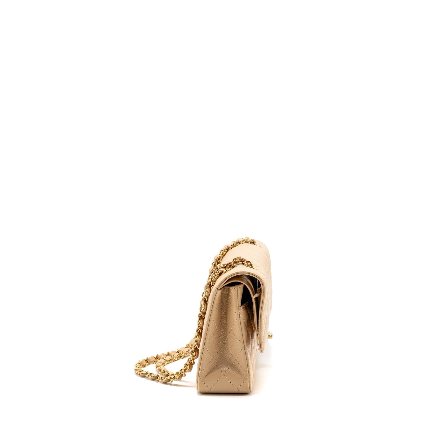 Chanel Classic Double Flap Caviar GHW microchip Beige Shoulder Bag Ghwmicrochip 1