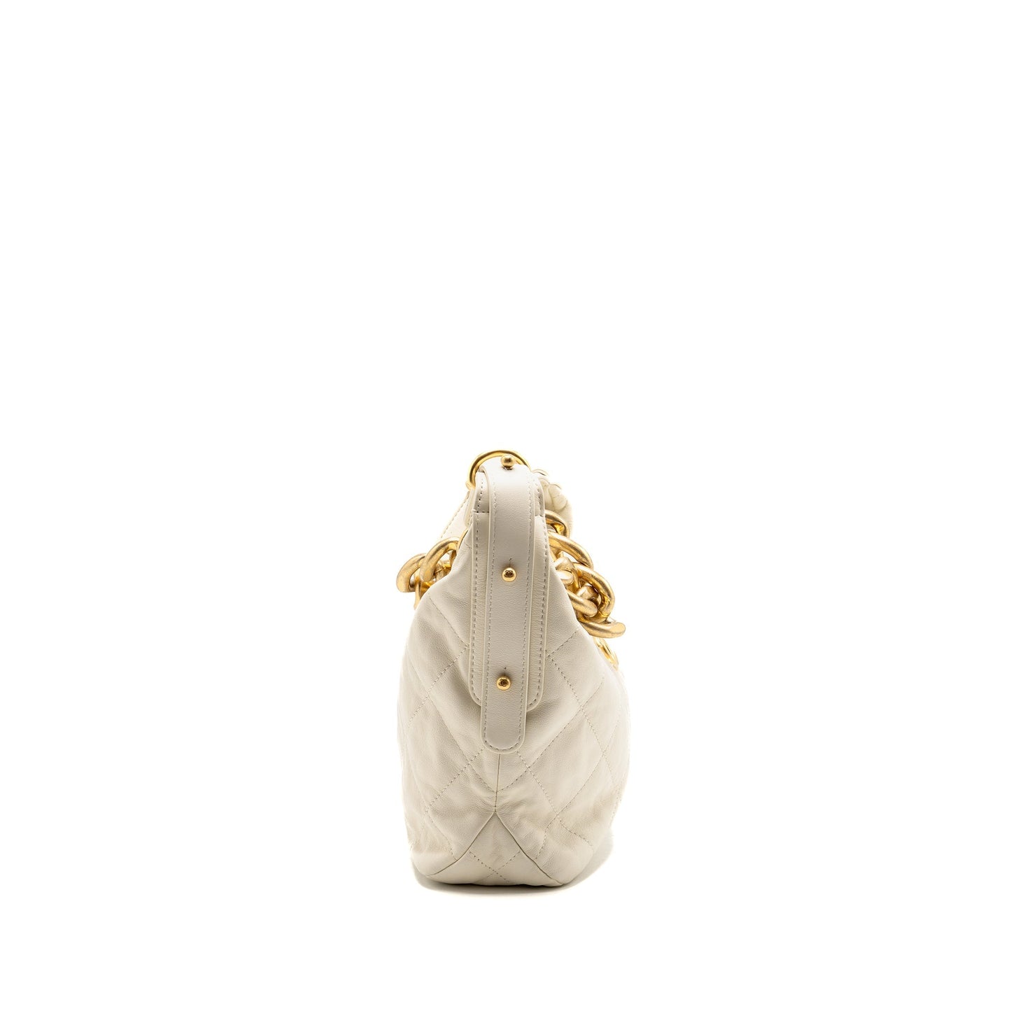 Chanel CC Daily Hobo Calfskin GHW Microchip White Shoulder Bag