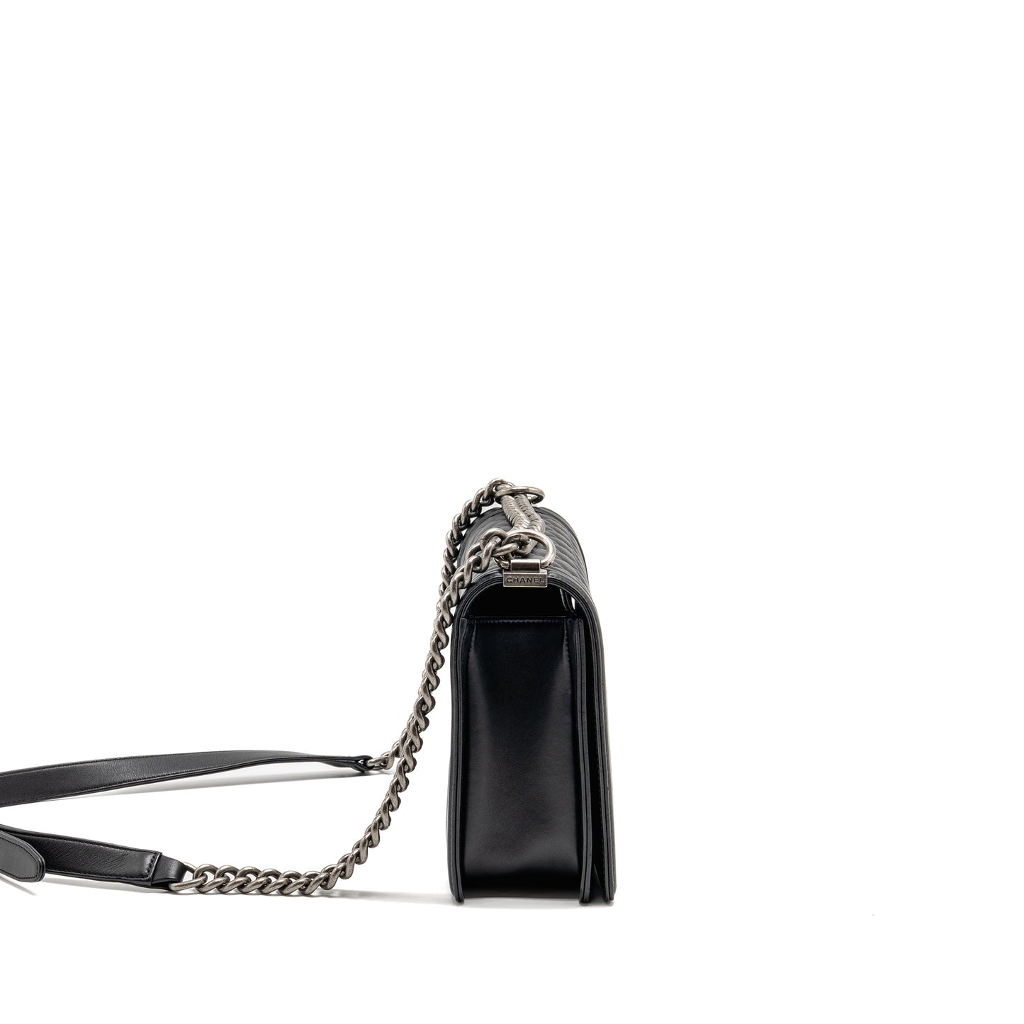 Chanel New Boy Calfskin Ruthenium Hardware Black Handbag