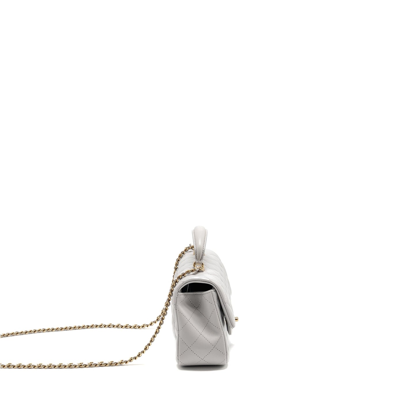 Chanel top handle rectangular flap lambskin light Grey Shoulder Bag