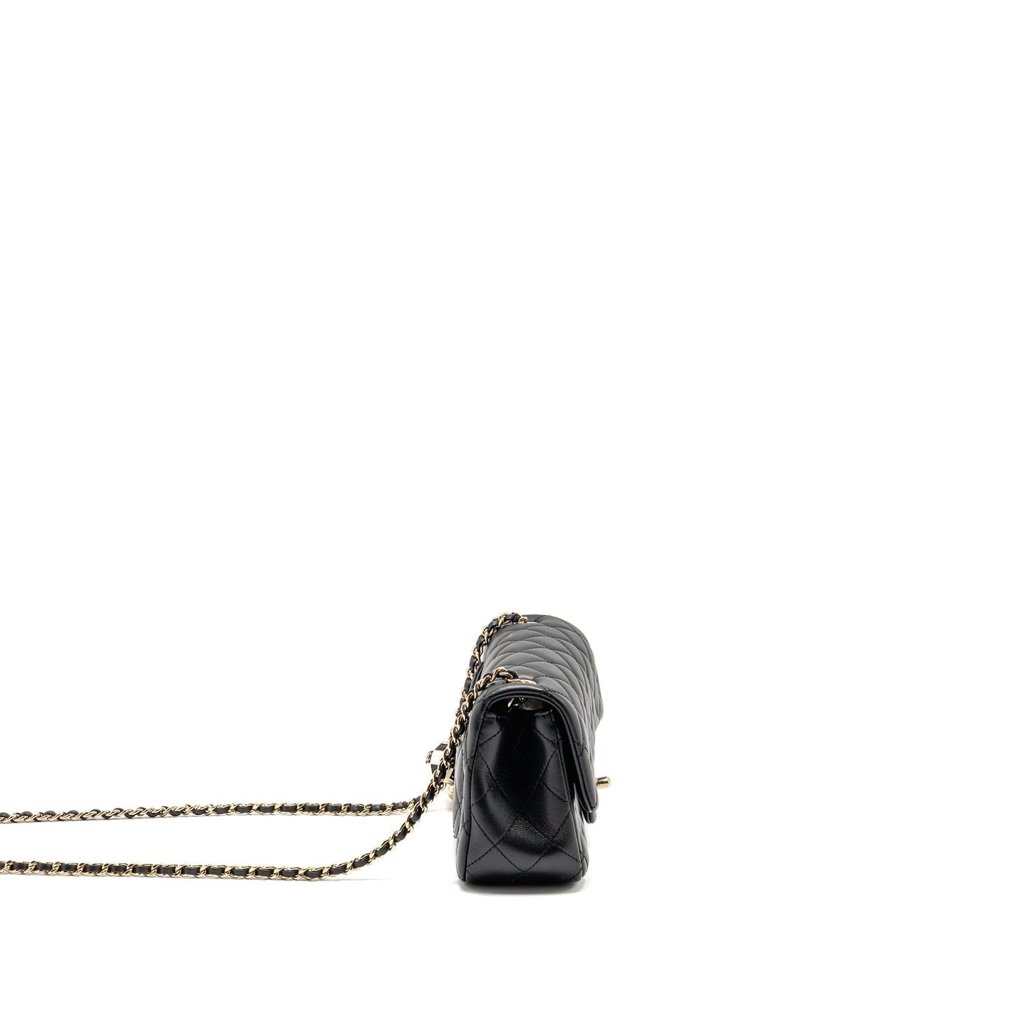 Chanel Pearl Crush Rectangular Lambskin LGHW Microchip Black Mini Bag
