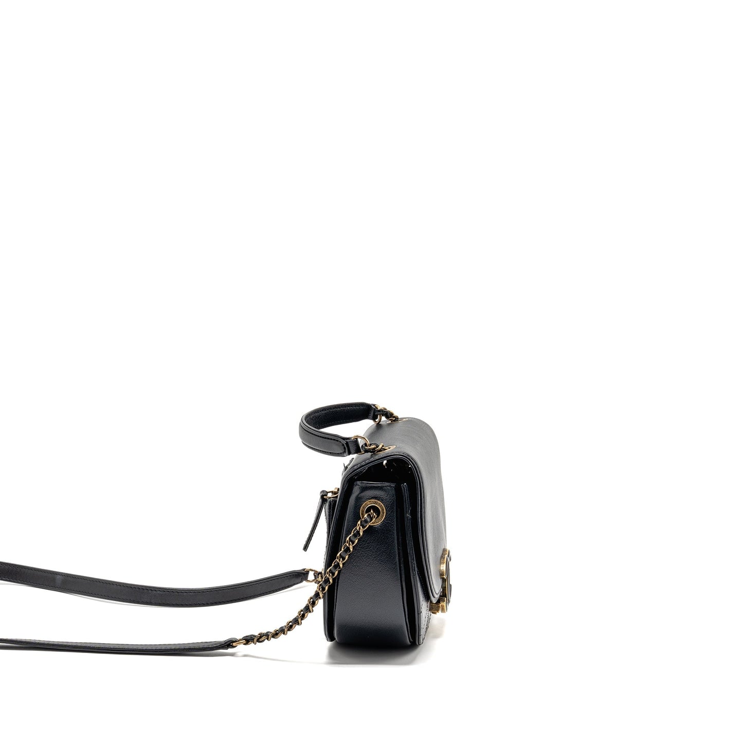 Chanel Coco Curve Flap Shiny Goatskin Calfskin Black Small Shoulder Bag