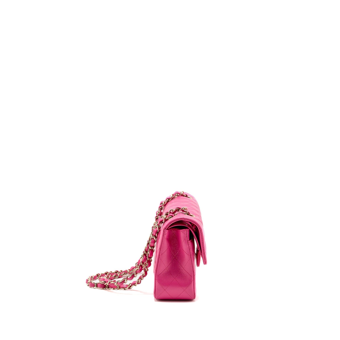 Chanel Classic Double Flap Caviar LGHW Microchip Pink Small Shoulder Bag