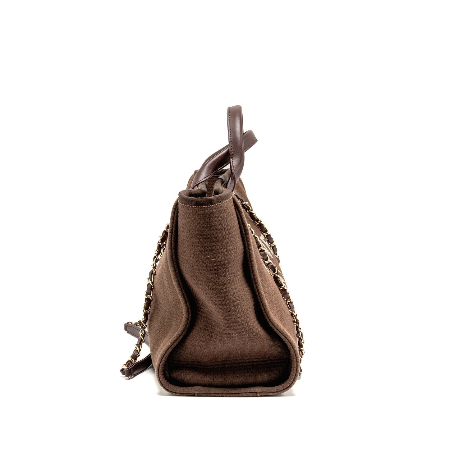 Chanel Deauville dark LGHW microchip Brown Small Canvas Tote Bag
