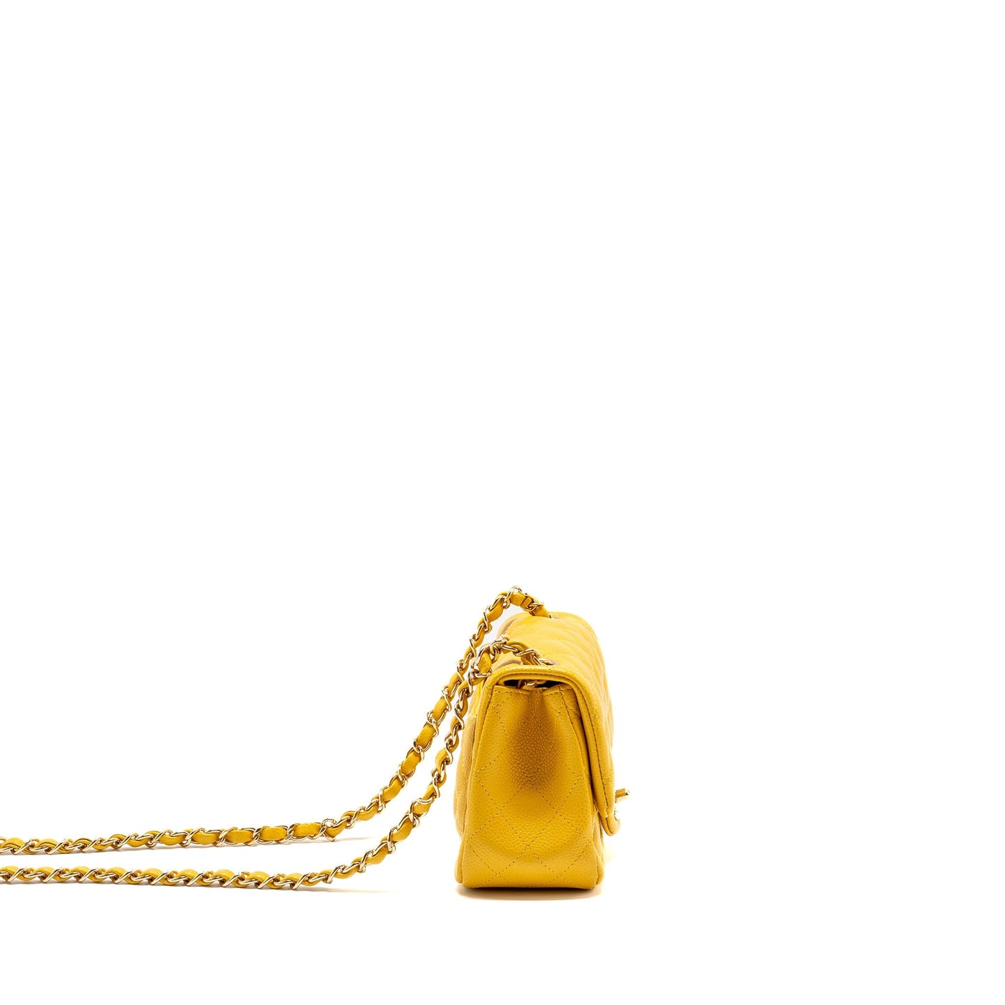 Chanel Classic square flap caviar yellow LGHW Shoulder Bag