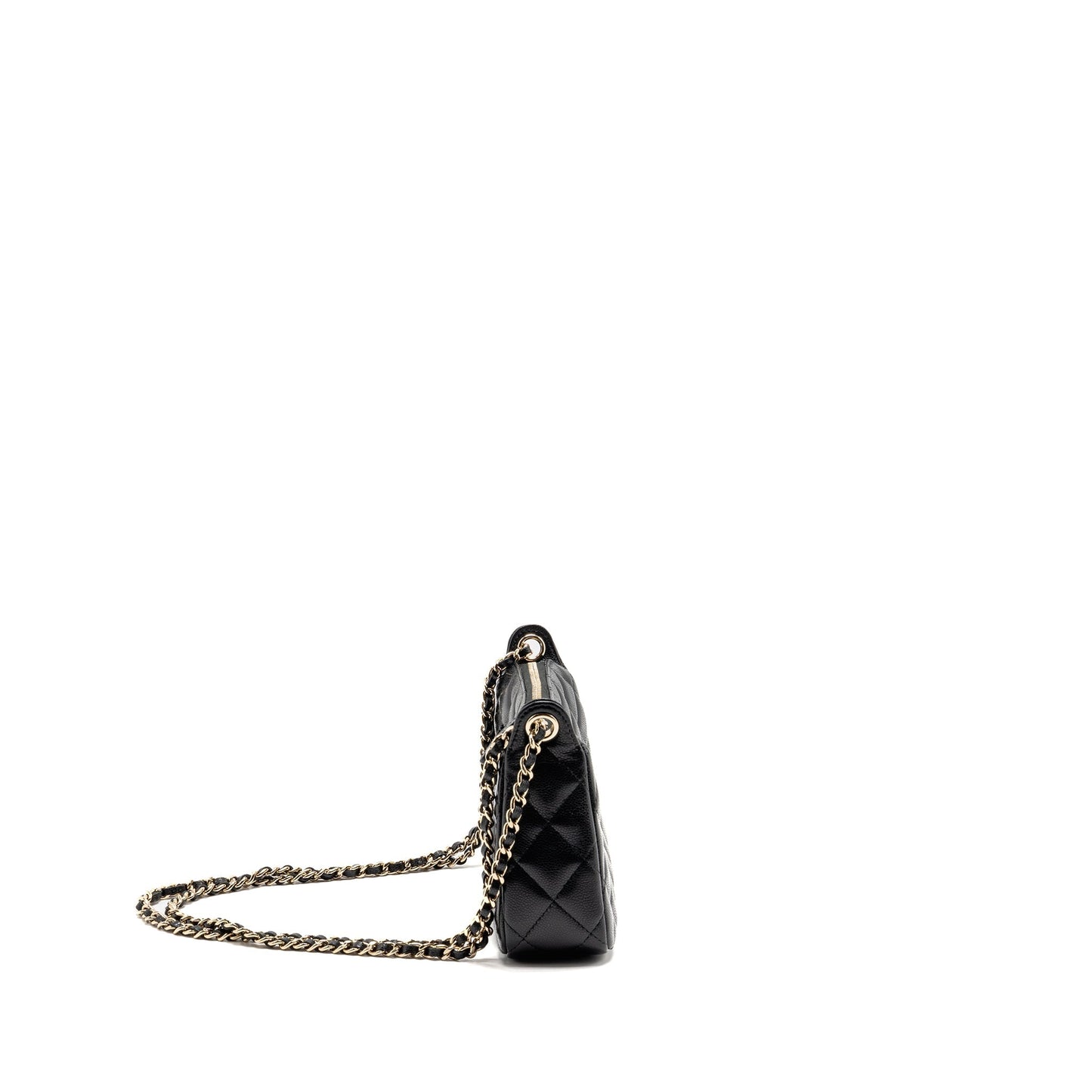 Chanel 25A zip caviar LGHW microchip Black Clutch Bag