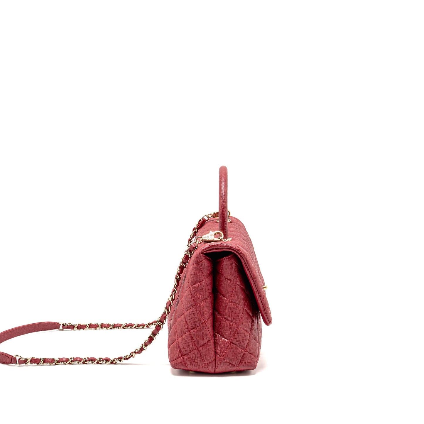 Chanel Coco Handle Caviar GHW Red Handbag