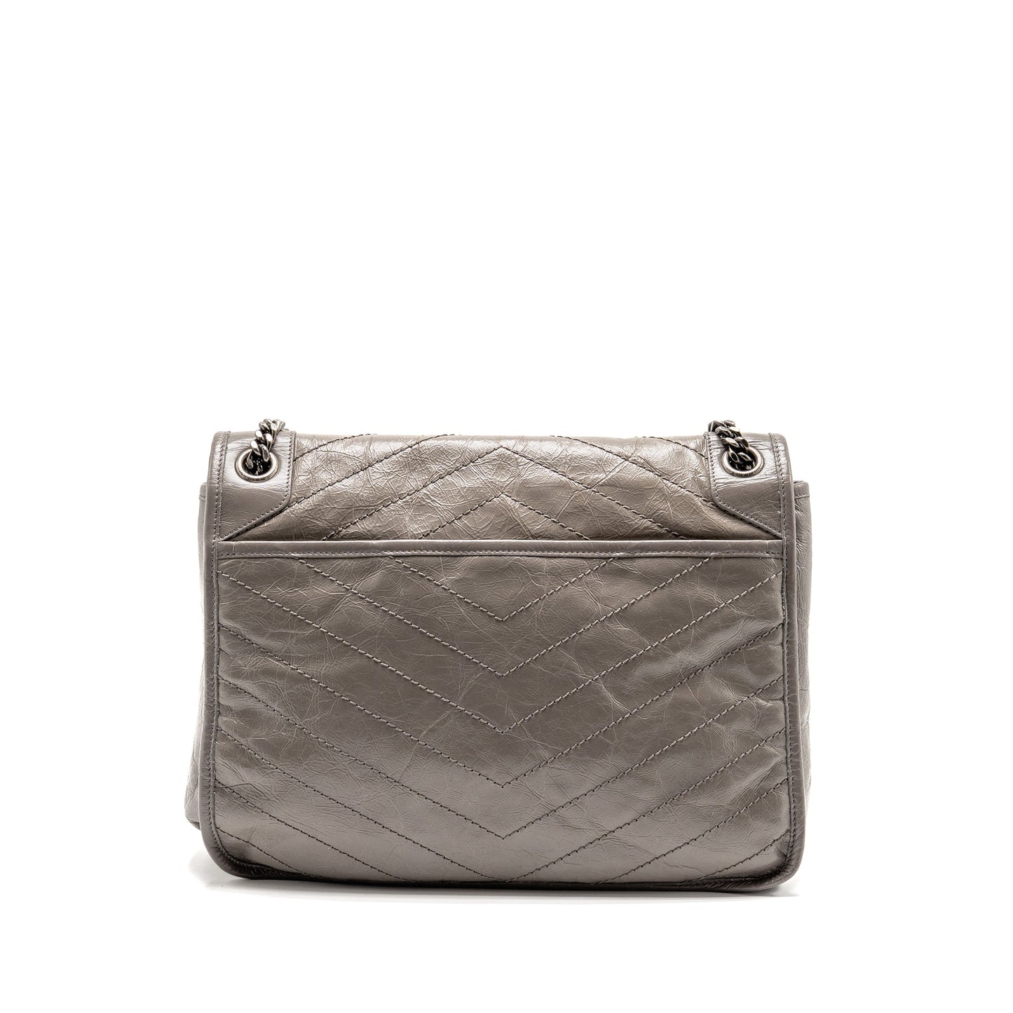 YSL Saint Laurent Niki Purse Calfskin Grey Travel Bag Large