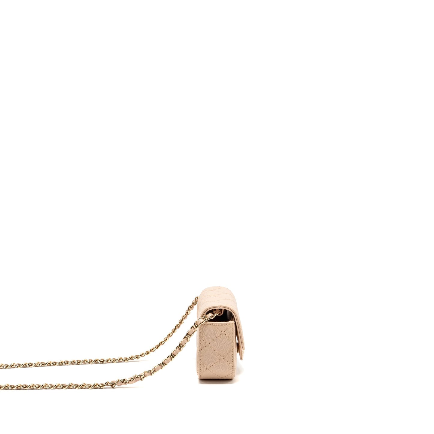 Chanel Caviar LGHW Beige Clutch Bag