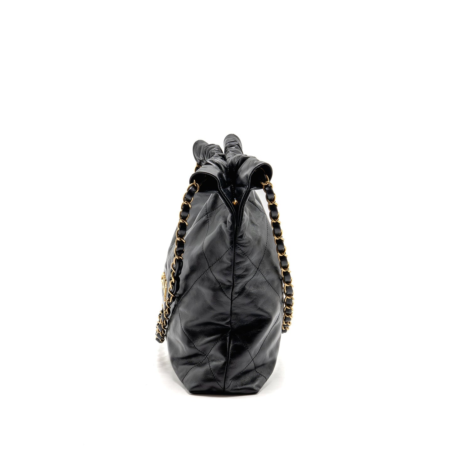 Chanel 22 Shiny Calfskin GHW Microchip Black Small Handbag Black 1
