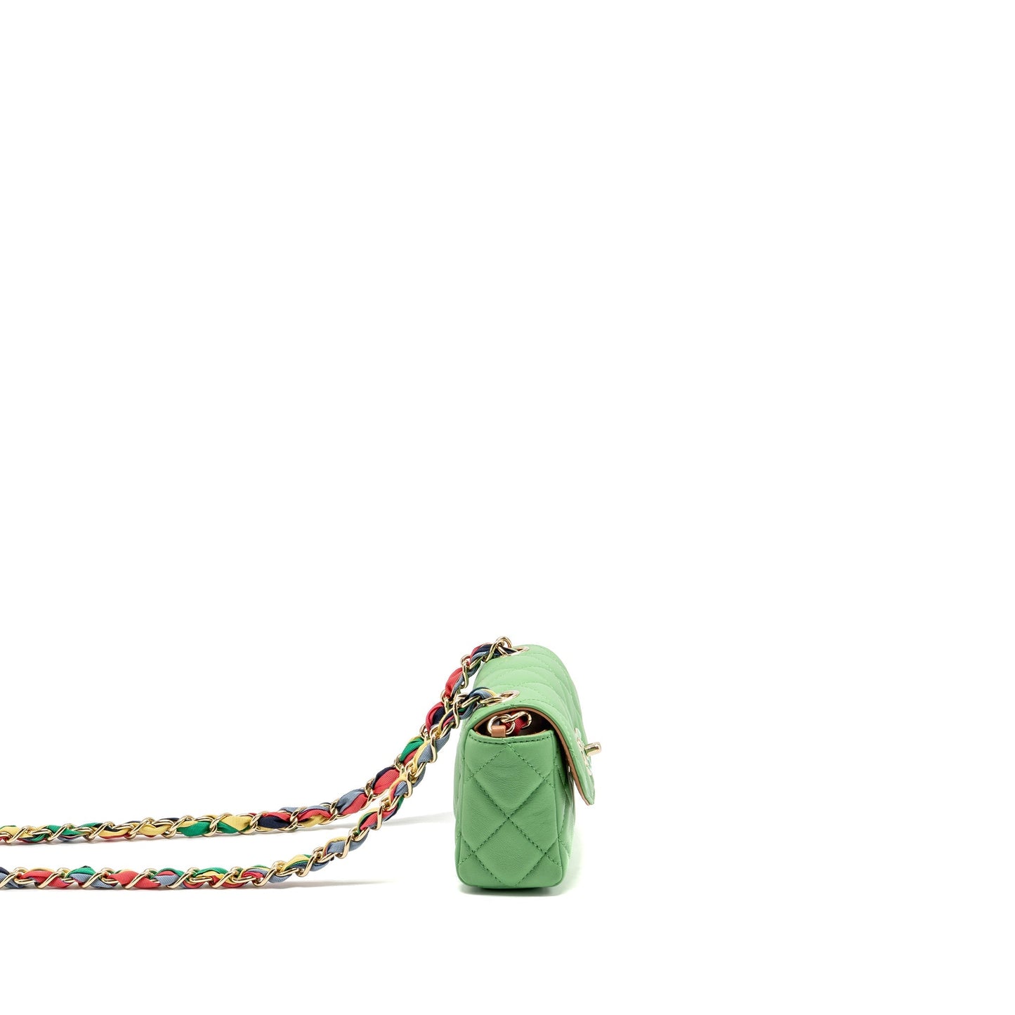 Chanel Scarf Entwined Flap Lambskin LGHW Multicolour Green