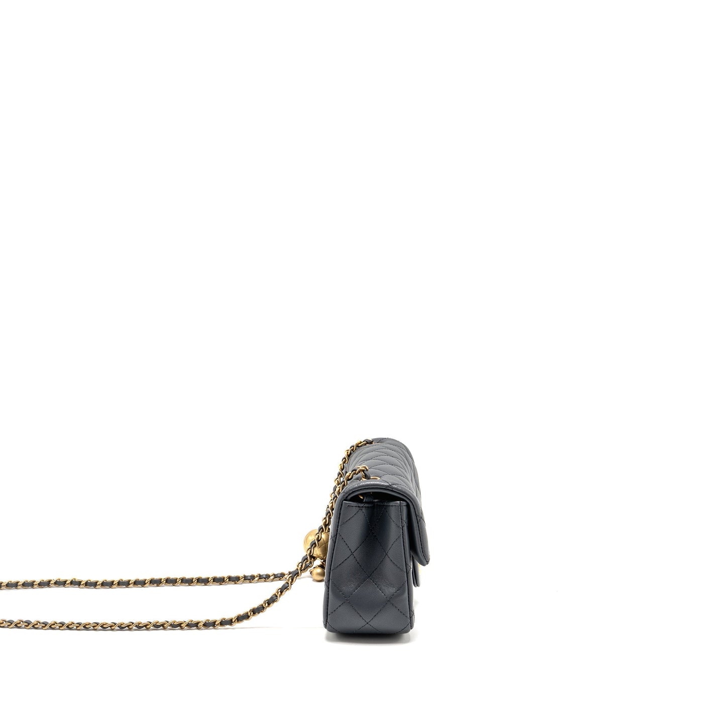 Chanel 23K Pearl Crush Rectangular Flap Dark Grey Shoulder Bag