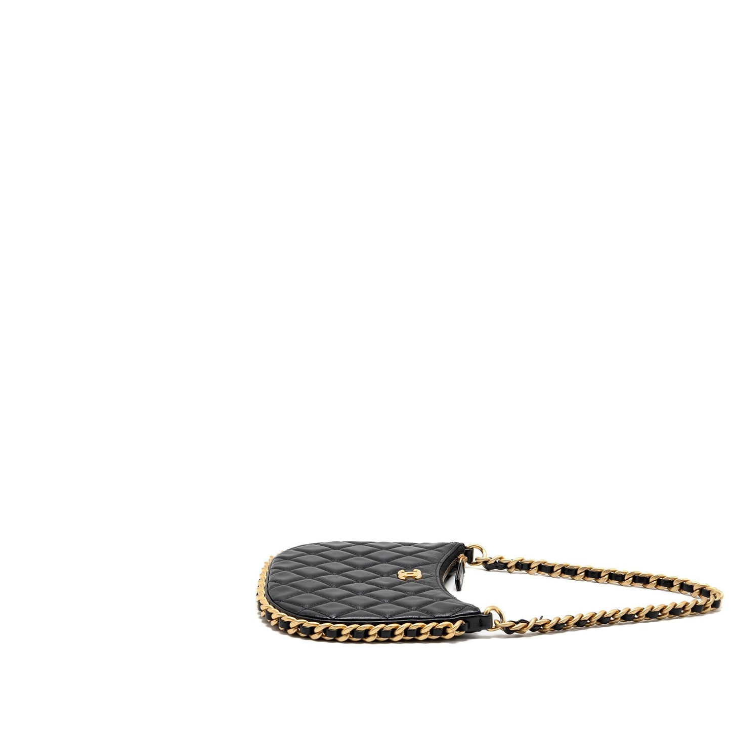 Chanel 23b Round Hobo Lambskin GHW microchip Black Shoulder Bag