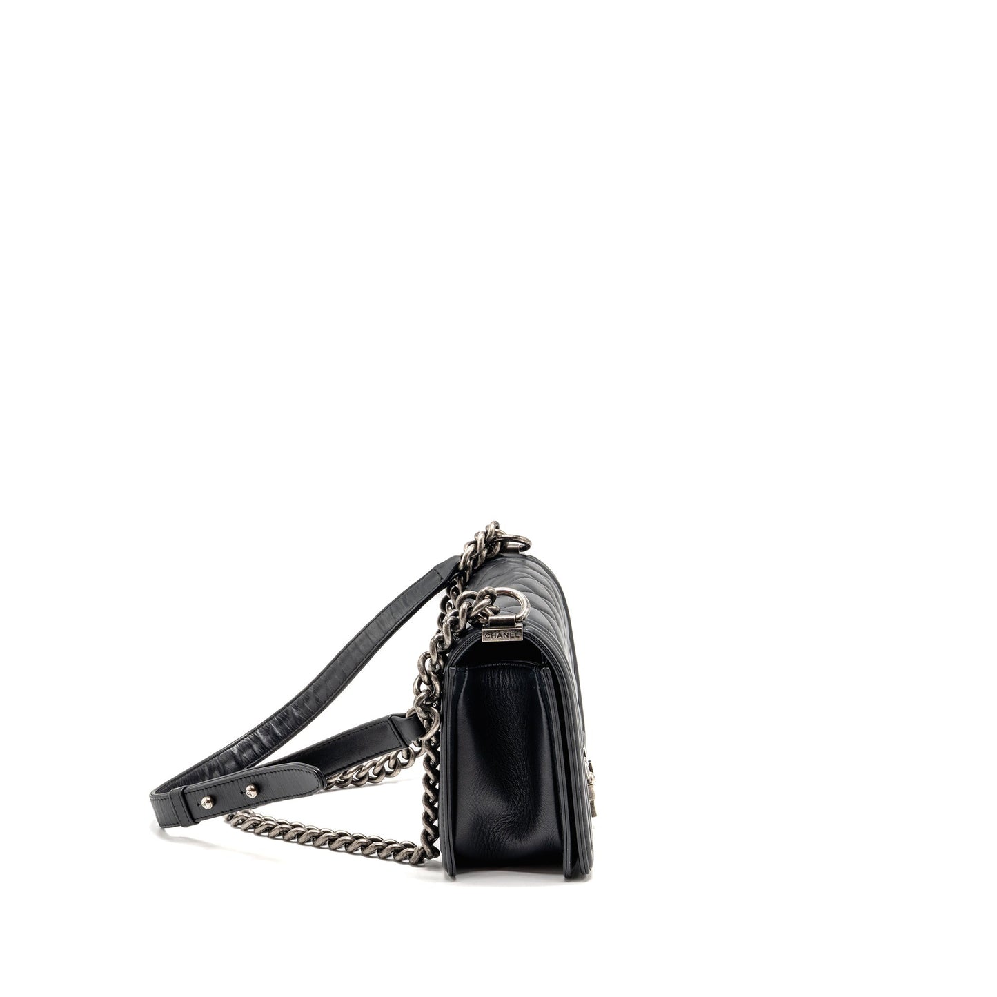 Chanel Boy Calfskin Ruthenium Hardware Black Handbag Hardware 2