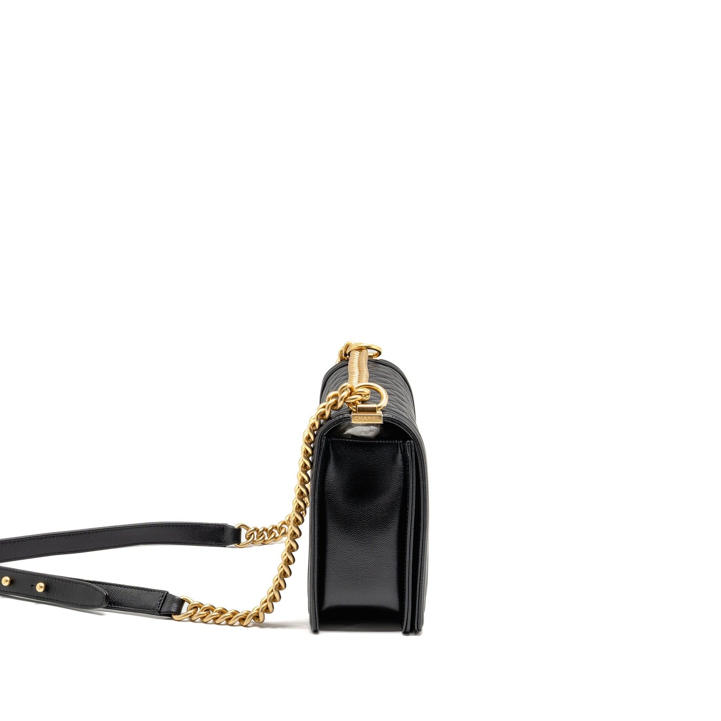Chanel New boy Caviar GHW Microchip Black Handbag