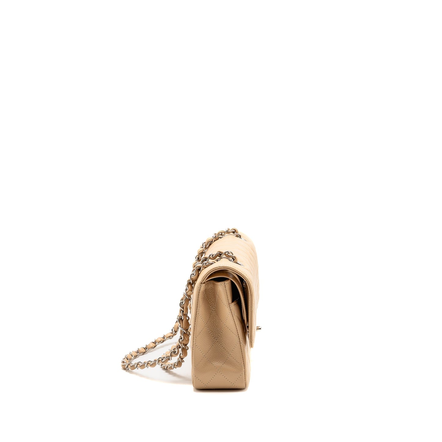 Chanel Classic Double Flap caviar SHW microchip Beige Shoulder Bag