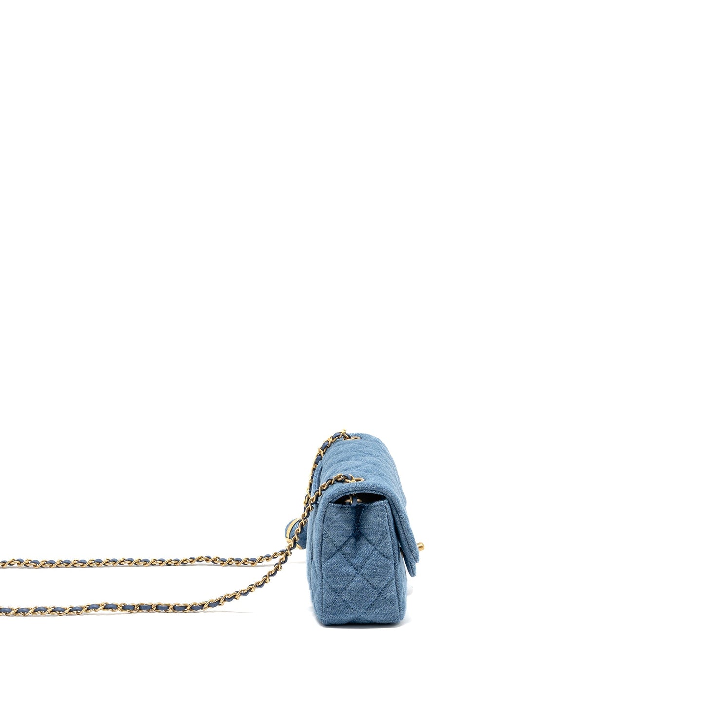 Chanel Pearl Crush Rectangular Flap Denim GHW Blue Shoulder Bag Microchip 1