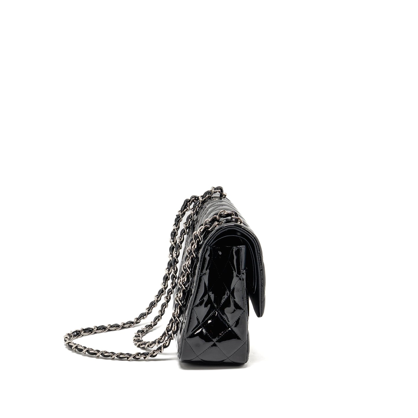 Chanel Jumbo Classic Double Flap Patent SHW Black Shoulder Bag Shw 2