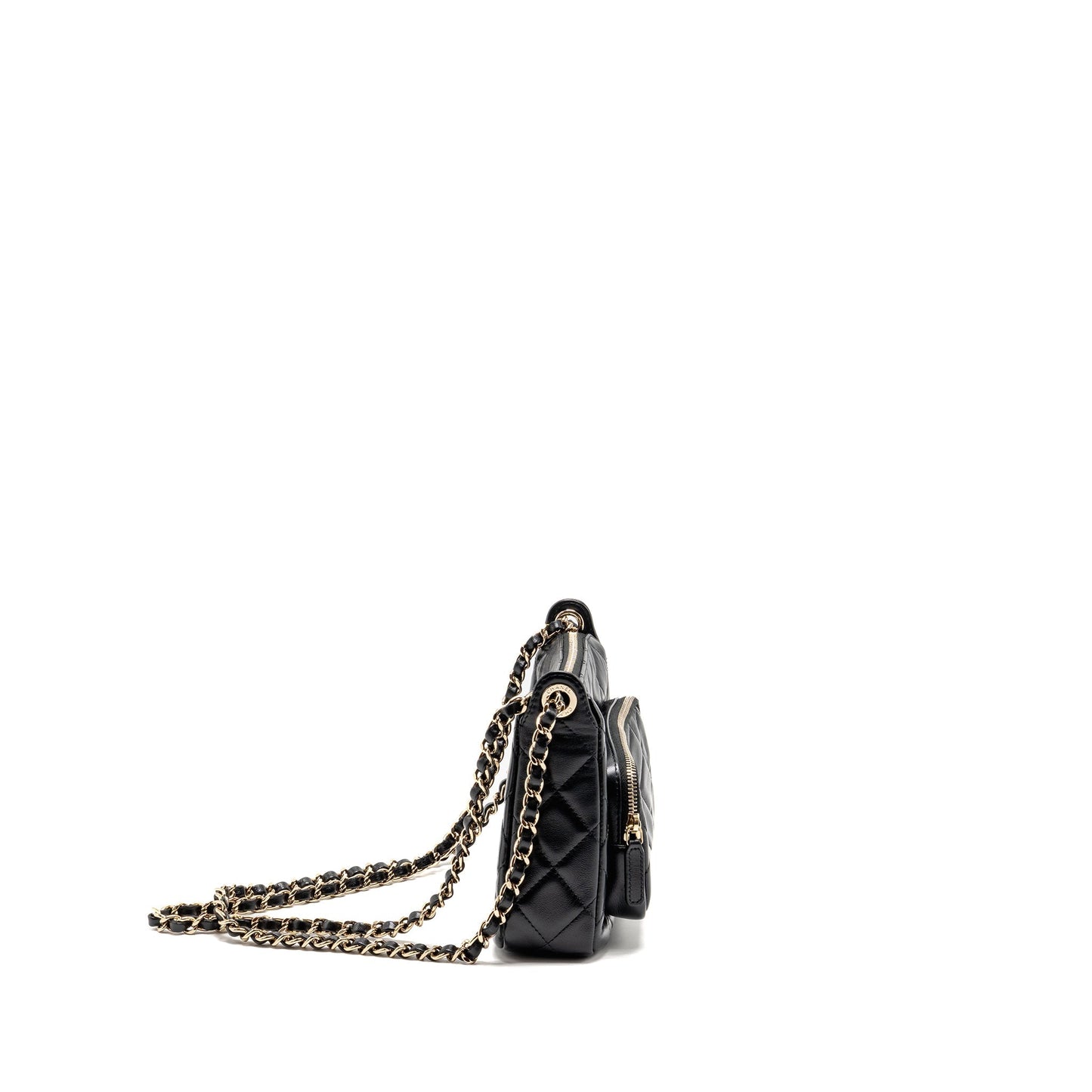 Chanel 25C Camera Shiny Lambskin LGHW Microchip Black Crossbody Bag